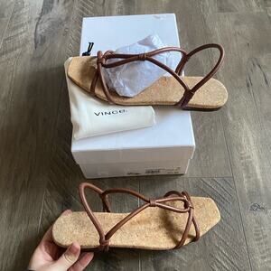 NWB Vince Hazen Square Toe Sandal cognac 8.5
